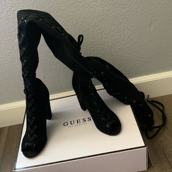 Guess Knee High Tie Up Boots - Picture 3 of 5